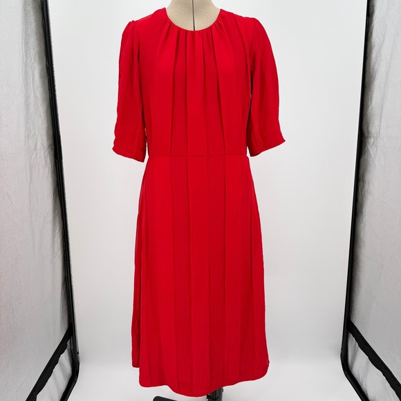 Everlane Dresses & Skirts - Everlane Women's Short Sleeve Red Striped Ruched Dress